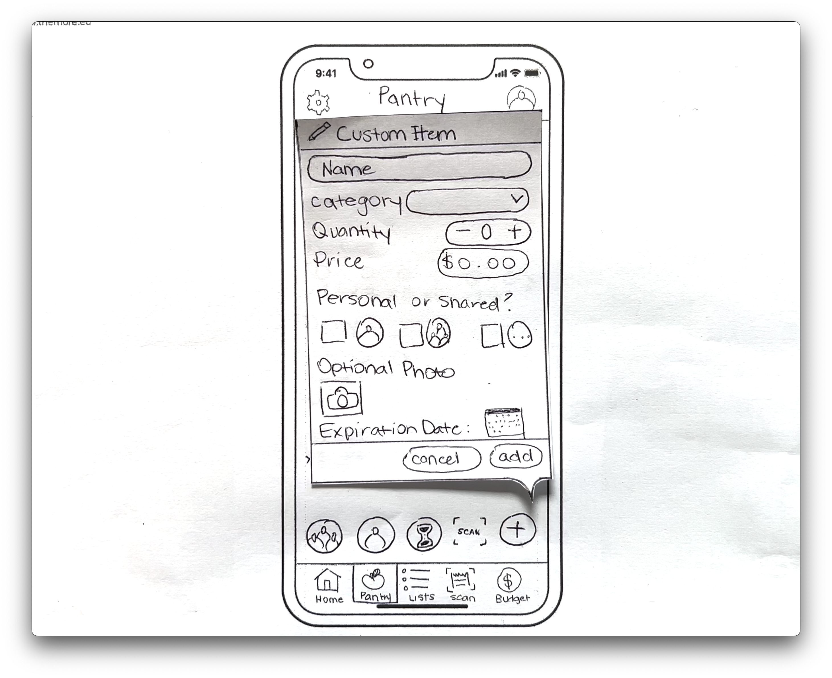Picture of Paper Prototype