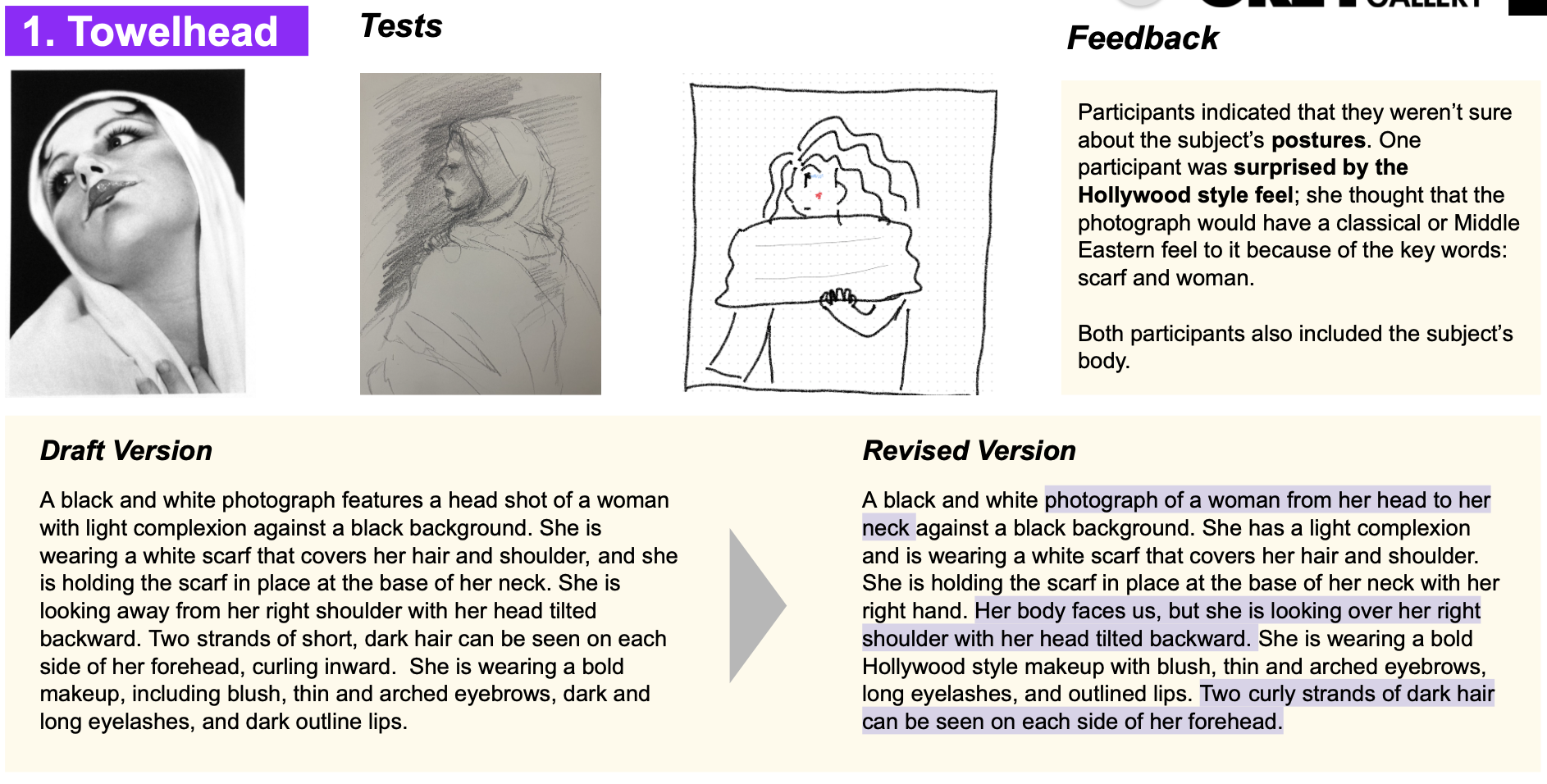 Comparison of first and second drafts based on participant interpretations.