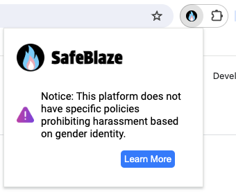 Screenshot of Medium Fidelity Extension Iteration