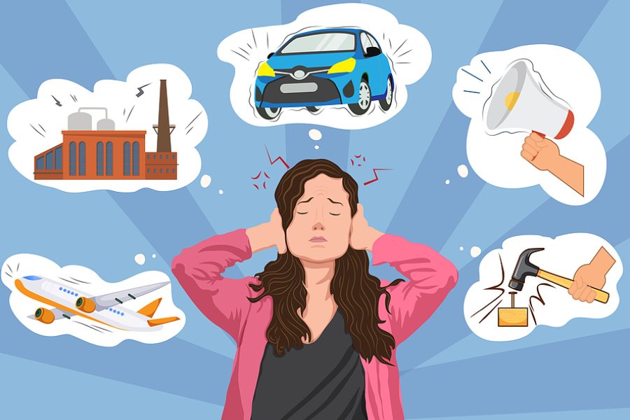 Drawing of person overstimulated by surroundings