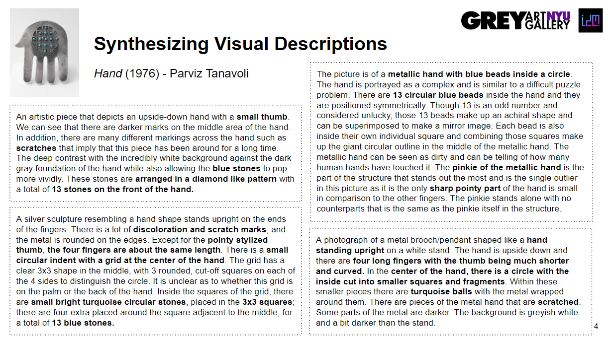 Screenshot of Synthesizing Visual Descriptions Process