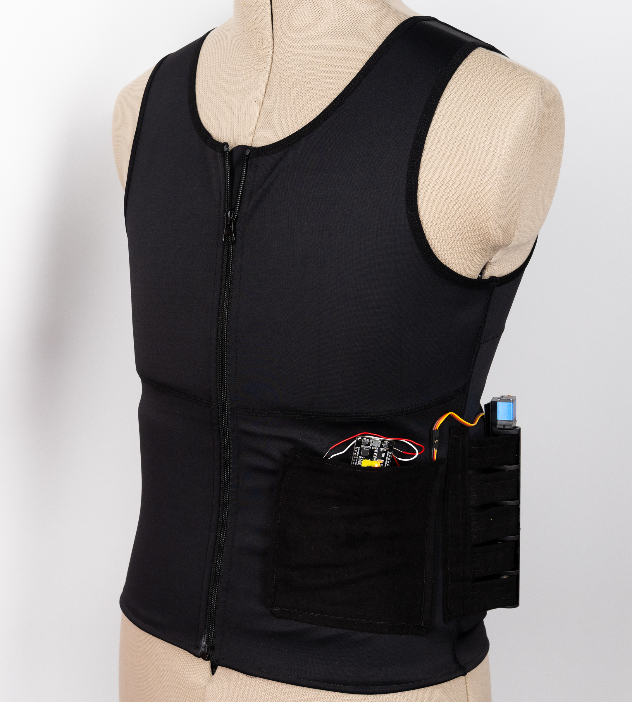 Photo of sensory regulation vest prototype on a mannequin